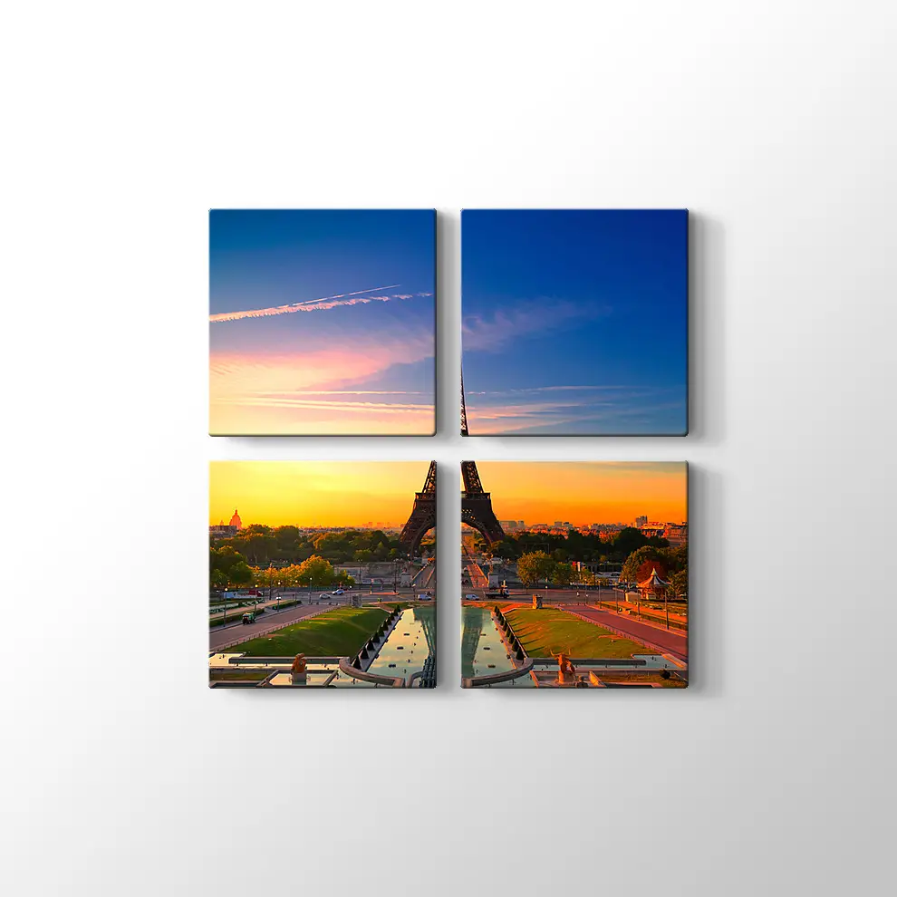 Eyfel Kulesi Günbatımı Kanvas Tablo