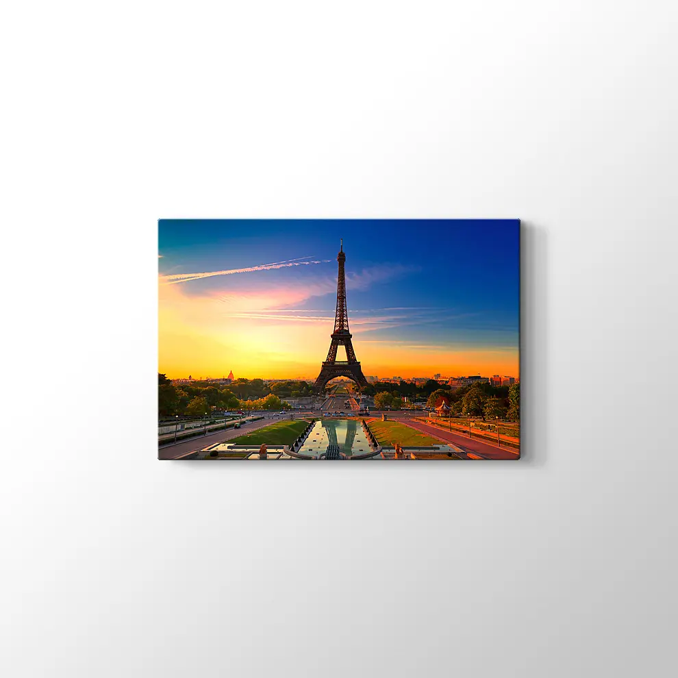 Eyfel Kulesi Günbatımı Kanvas Tablo