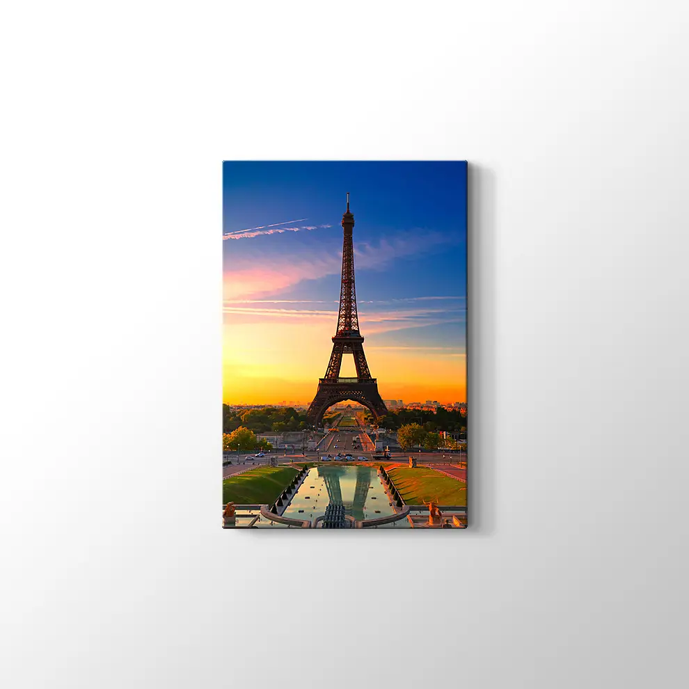 Eyfel Kulesi Günbatımı Kanvas Tablo