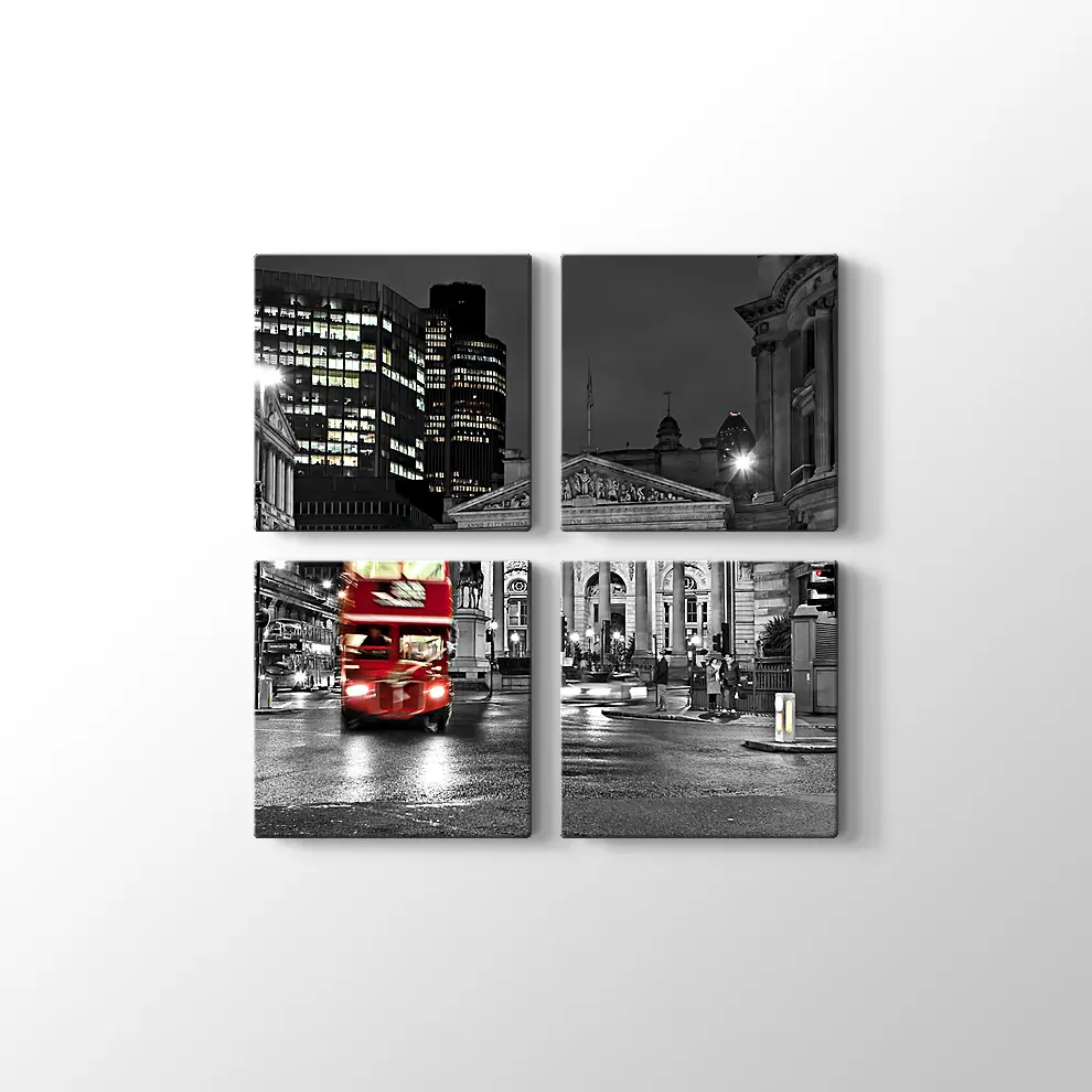 Kırmızı Otobüs ve Londra Kanvas Tablo