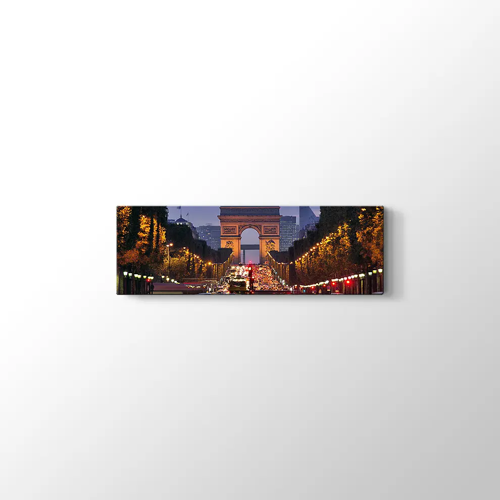 Pariste Gece Trafiği Kanvas Tablo