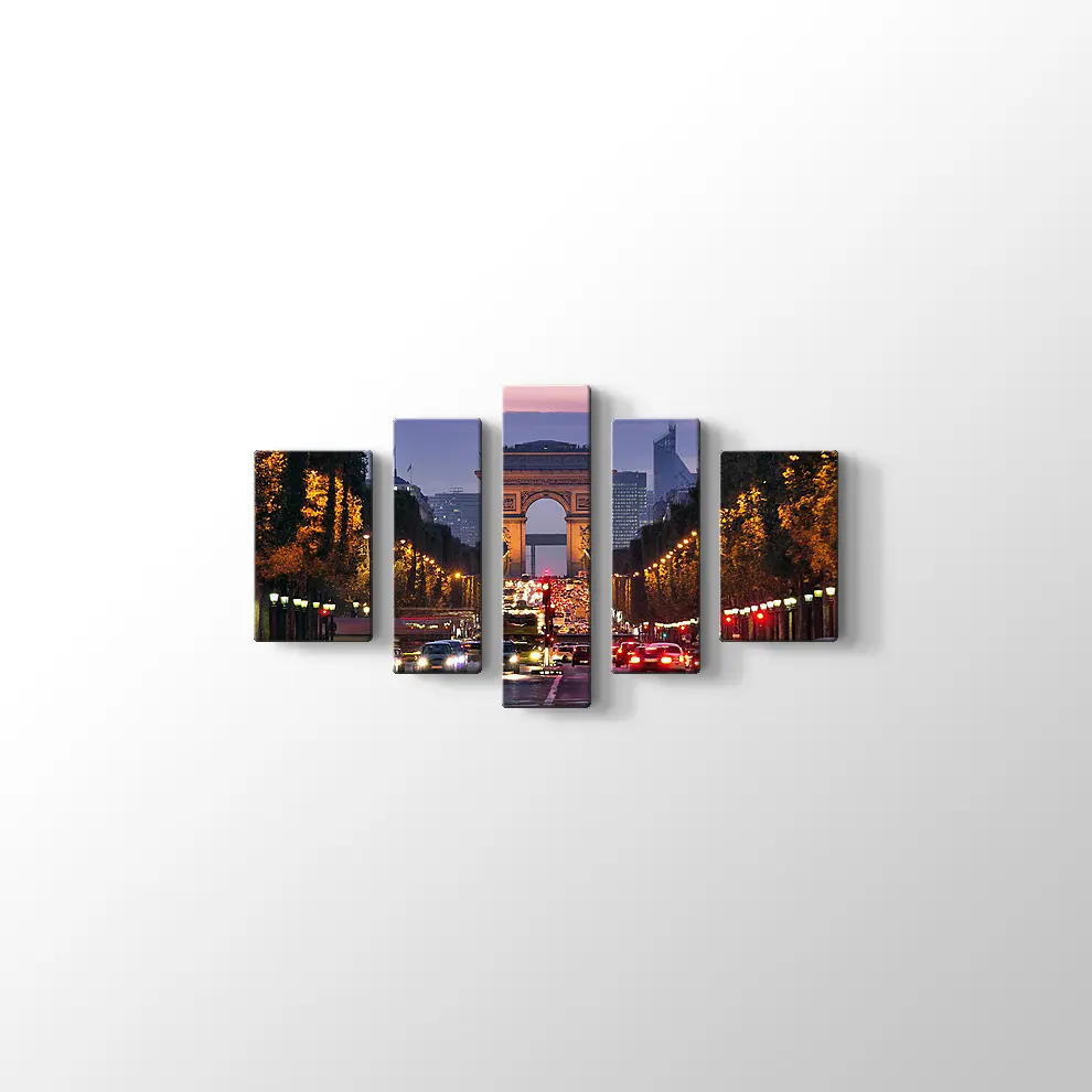 Pariste Gece Trafiği Kanvas Tablo