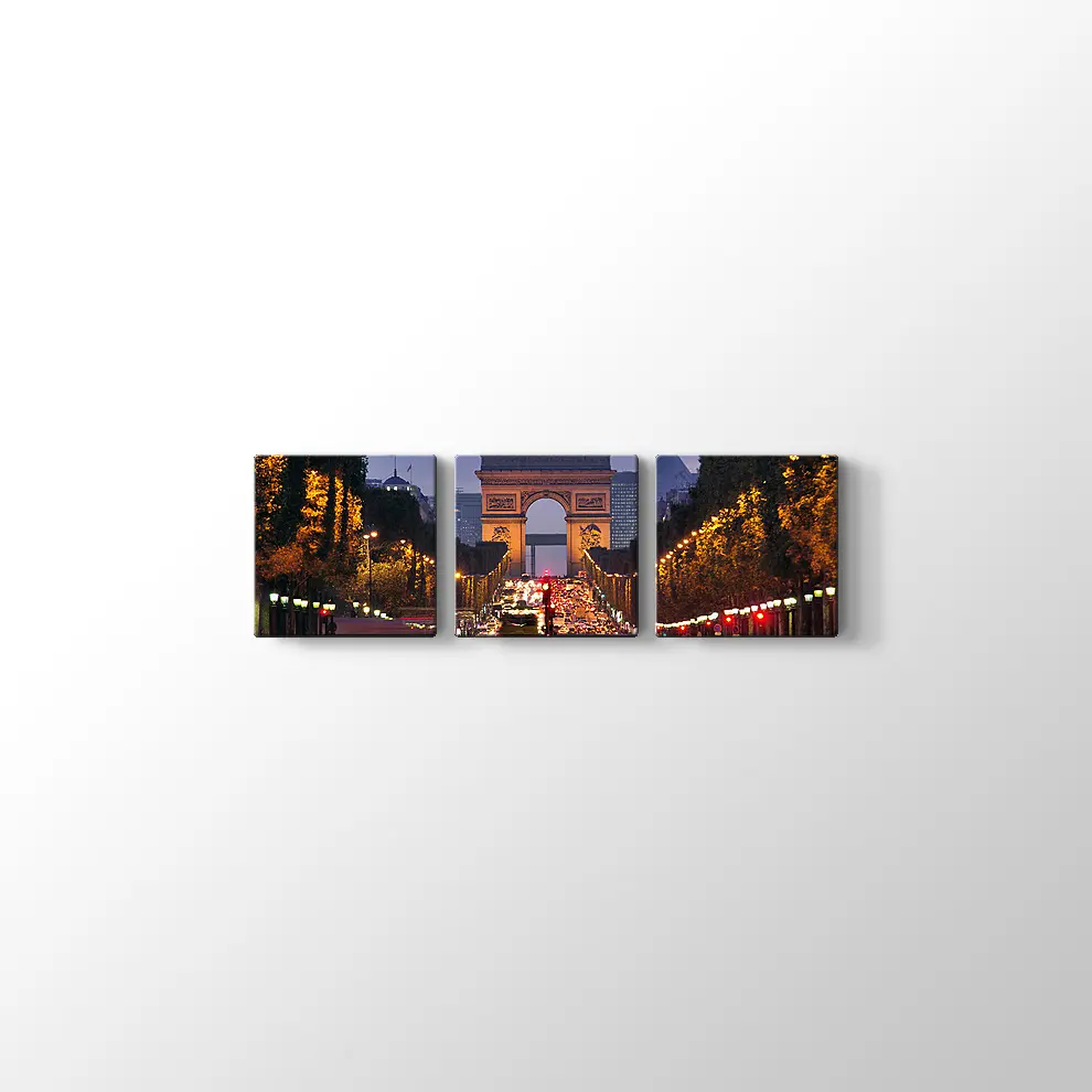 Pariste Gece Trafiği Kanvas Tablo