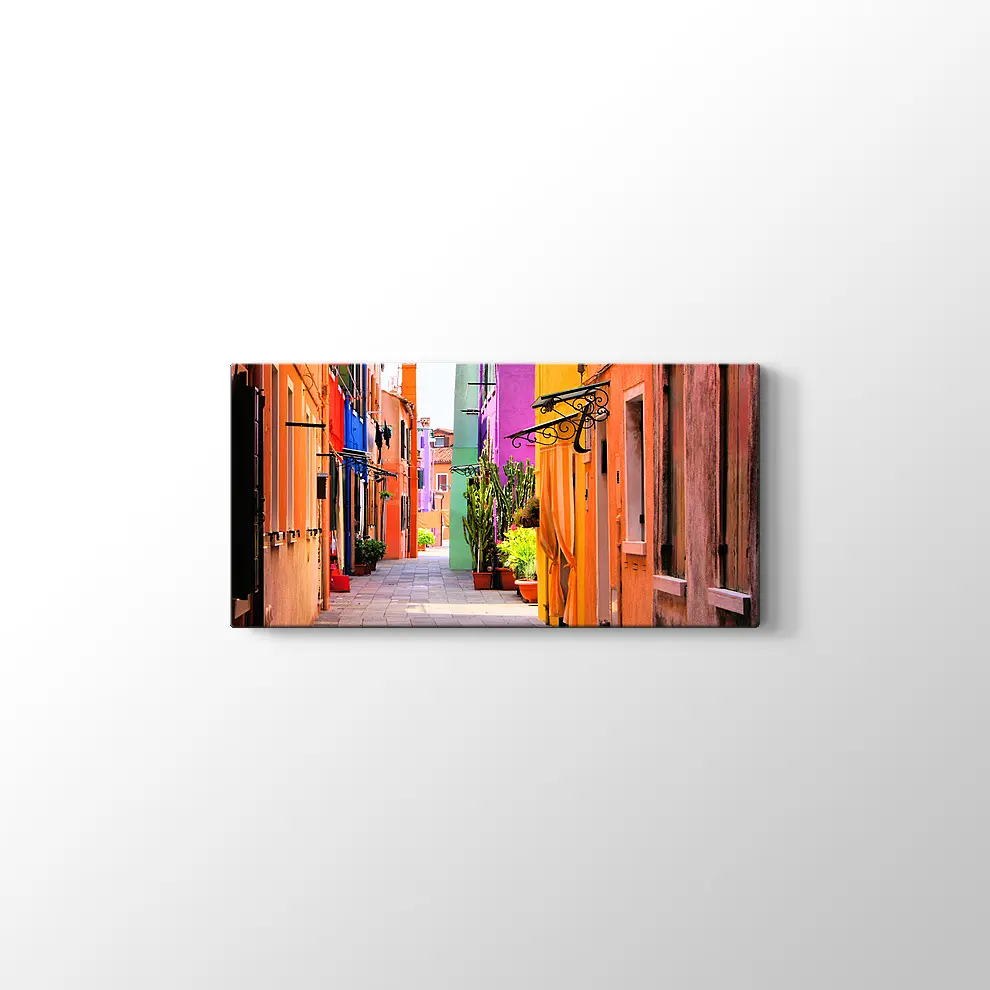İtalya Burano Sokakları Kanvas Tablo