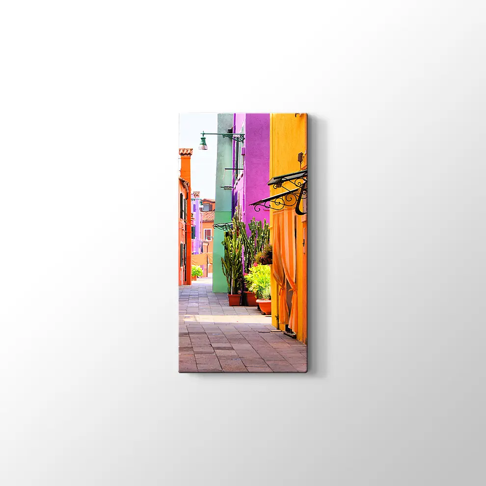 İtalya Burano Sokakları Kanvas Tablo