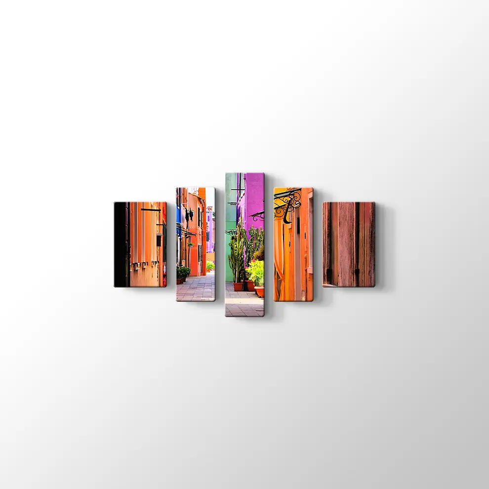 İtalya Burano Sokakları Kanvas Tablo
