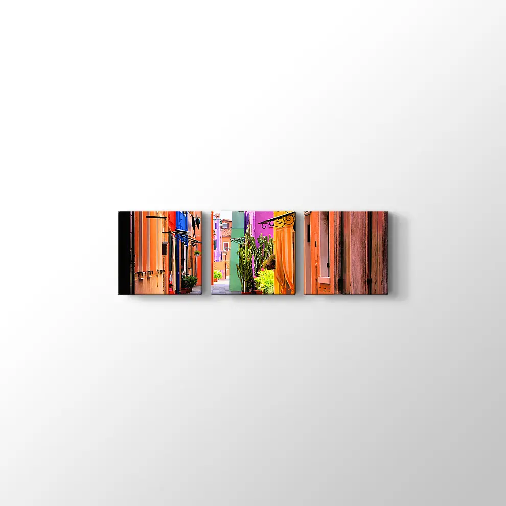 İtalya Burano Sokakları Kanvas Tablo