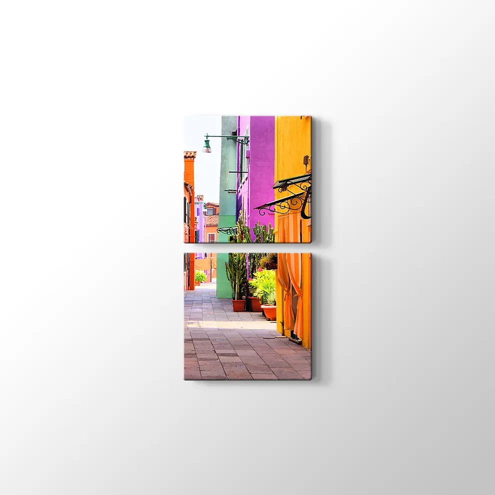 İtalya Burano Sokakları Kanvas Tablo