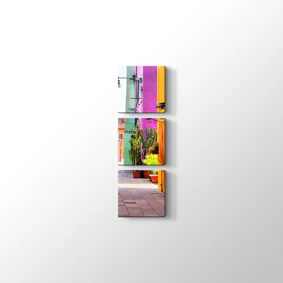 İtalya Burano Sokakları Kanvas Tablo