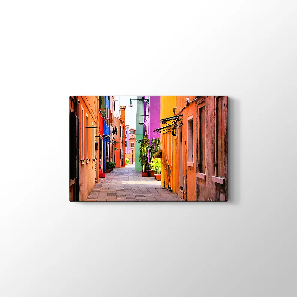 İtalya Burano Sokakları Kanvas Tablo