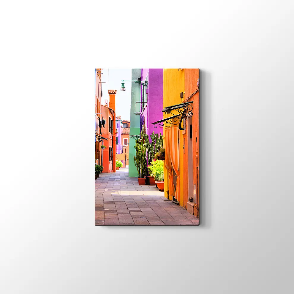 İtalya Burano Sokakları Kanvas Tablo