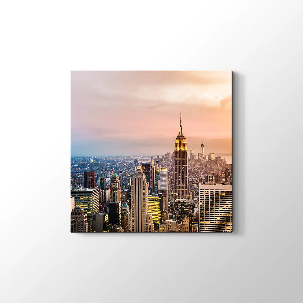 Günbatımı ve Şehir Kanvas Tablo