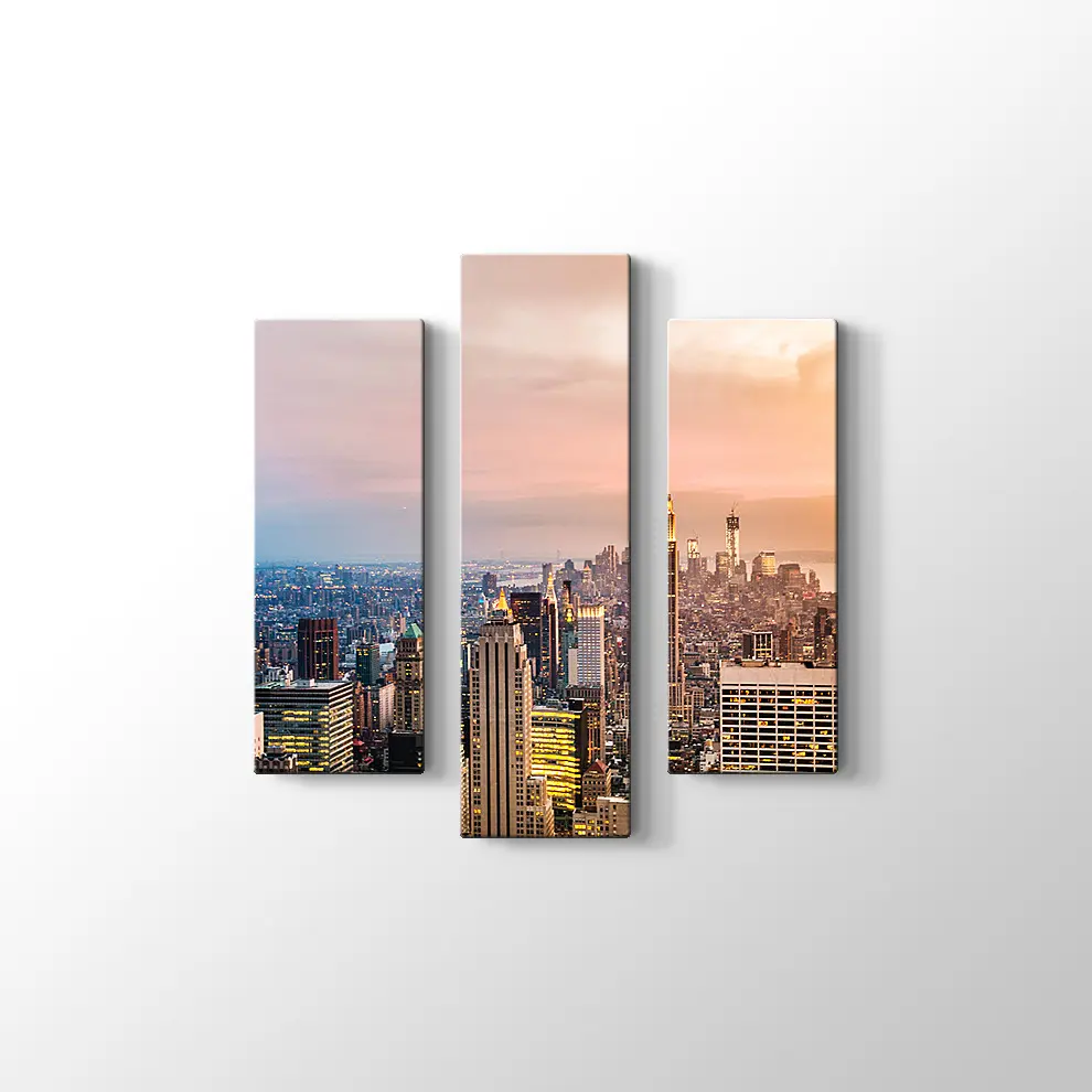 Günbatımı ve Şehir Kanvas Tablo