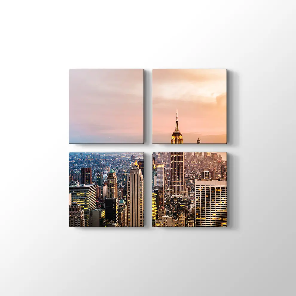 Günbatımı ve Şehir Kanvas Tablo