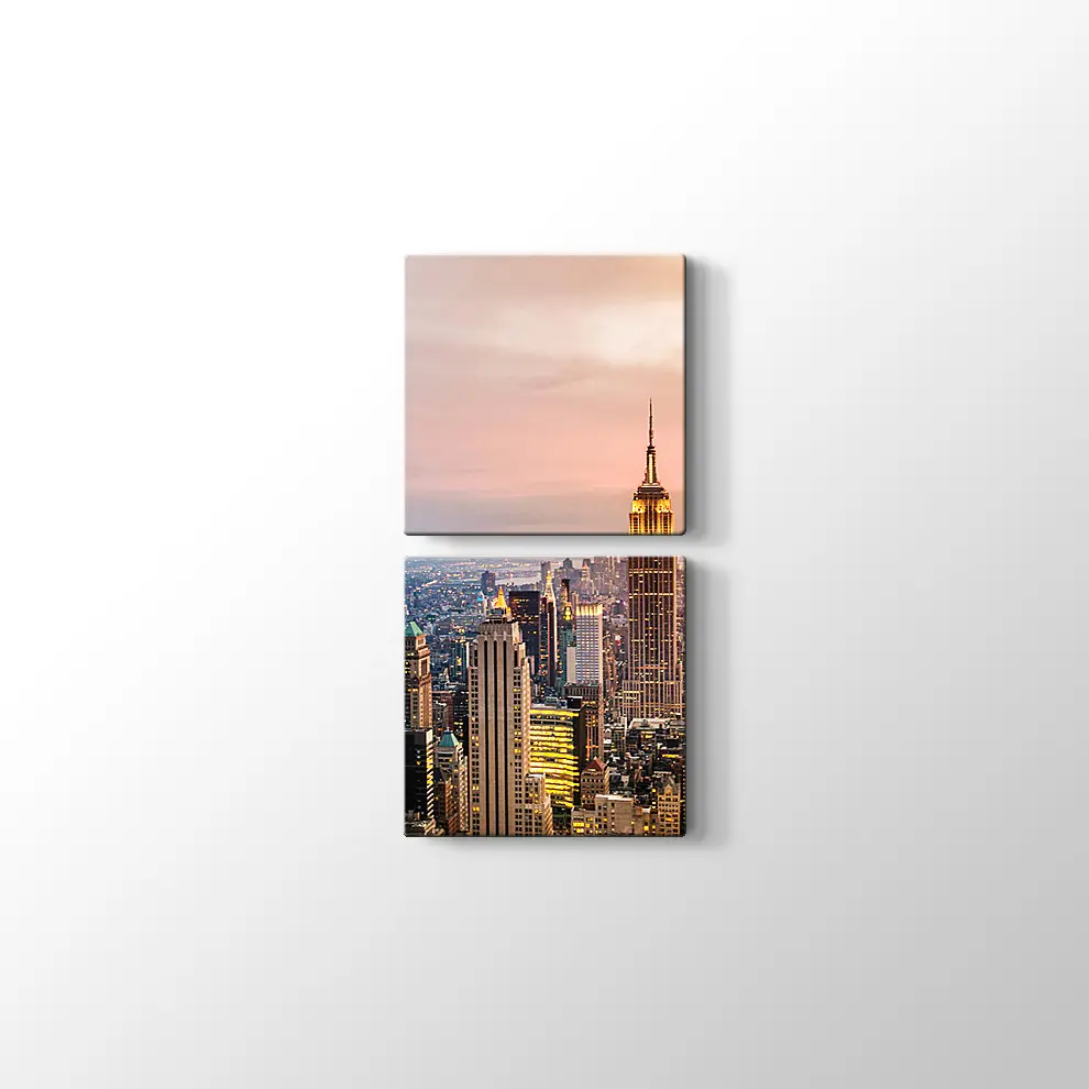 Günbatımı ve Şehir Kanvas Tablo