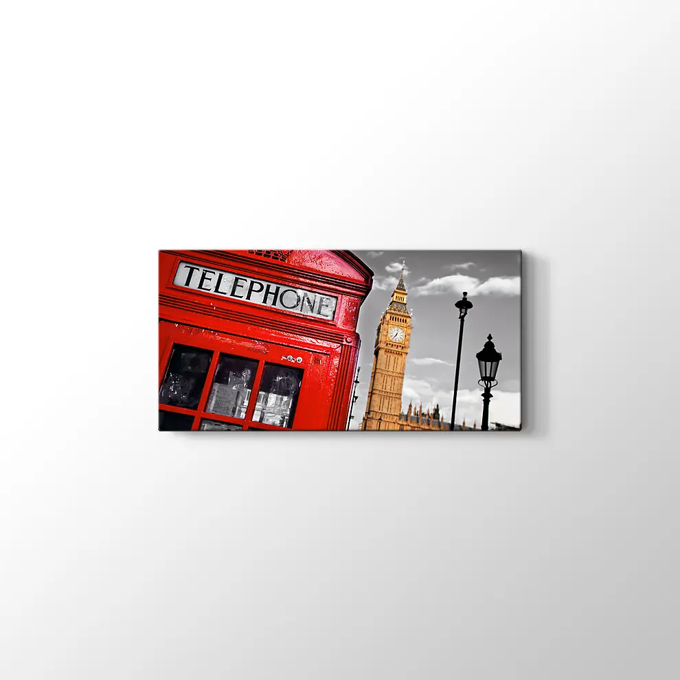 Kırmızı Telefon Kulübesi Kanvas Tablo