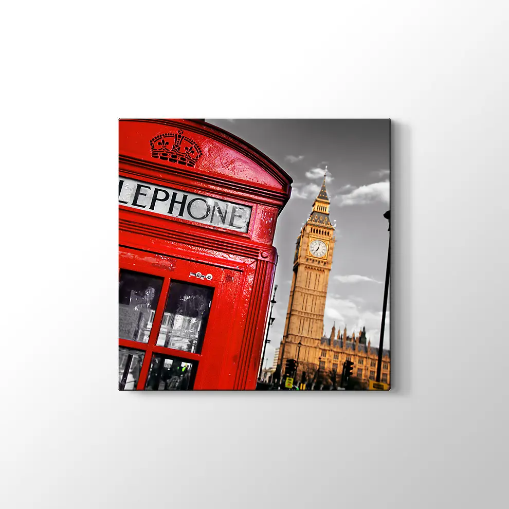 Kırmızı Telefon Kulübesi Kanvas Tablo