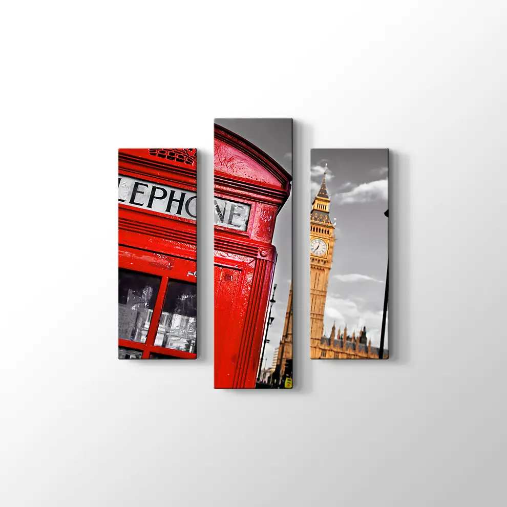 Kırmızı Telefon Kulübesi Kanvas Tablo