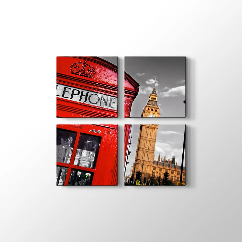 Kırmızı Telefon Kulübesi Kanvas Tablo