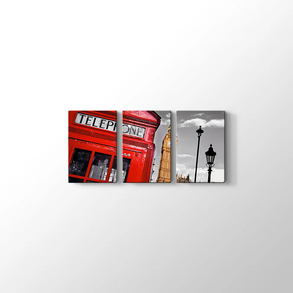 Kırmızı Telefon Kulübesi Kanvas Tablo