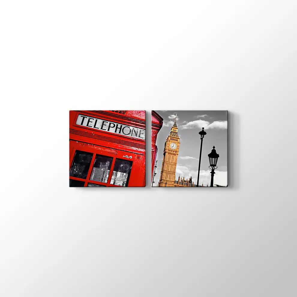 Kırmızı Telefon Kulübesi Kanvas Tablo