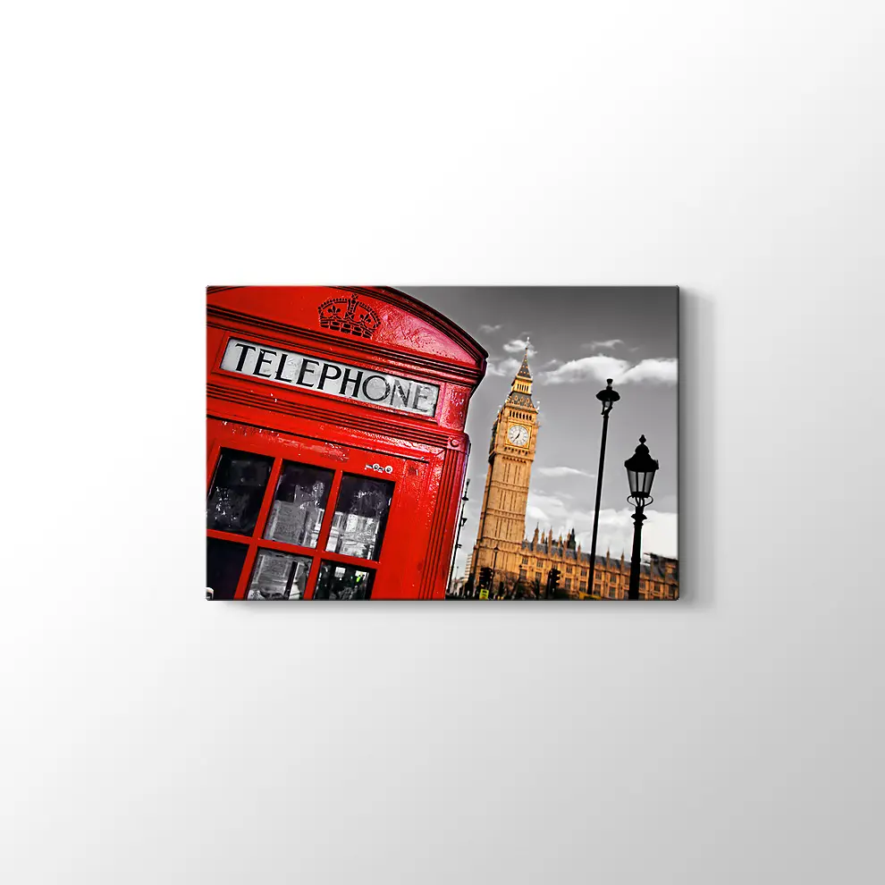 Kırmızı Telefon Kulübesi Kanvas Tablo