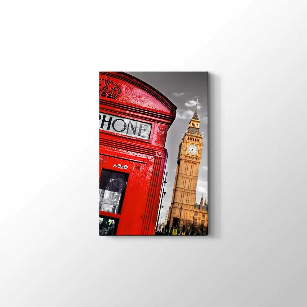 Kırmızı Telefon Kulübesi Kanvas Tablo