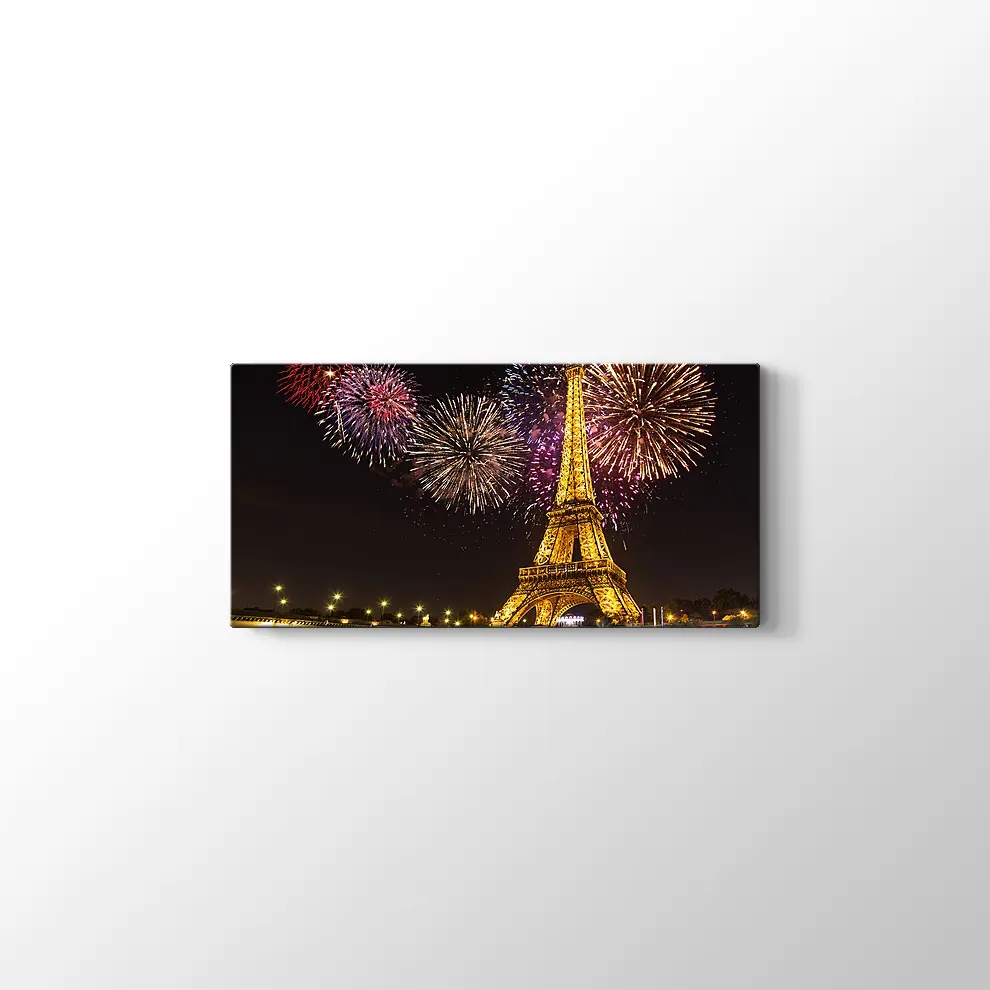 Eyfel Kulesi ve Havai Fişekler Kanvas Tablo