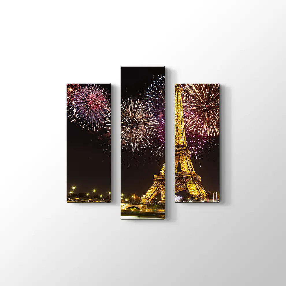 Eyfel Kulesi ve Havai Fişekler Kanvas Tablo