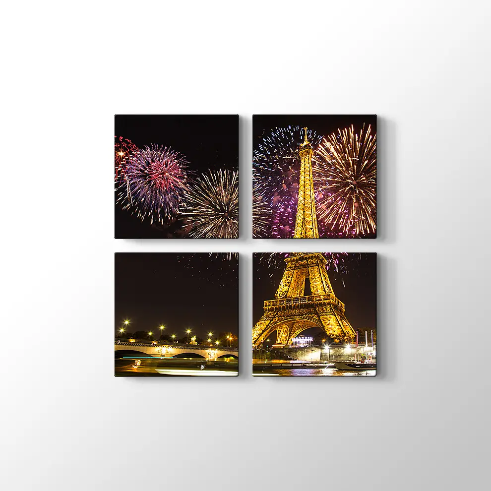 Eyfel Kulesi ve Havai Fişekler Kanvas Tablo