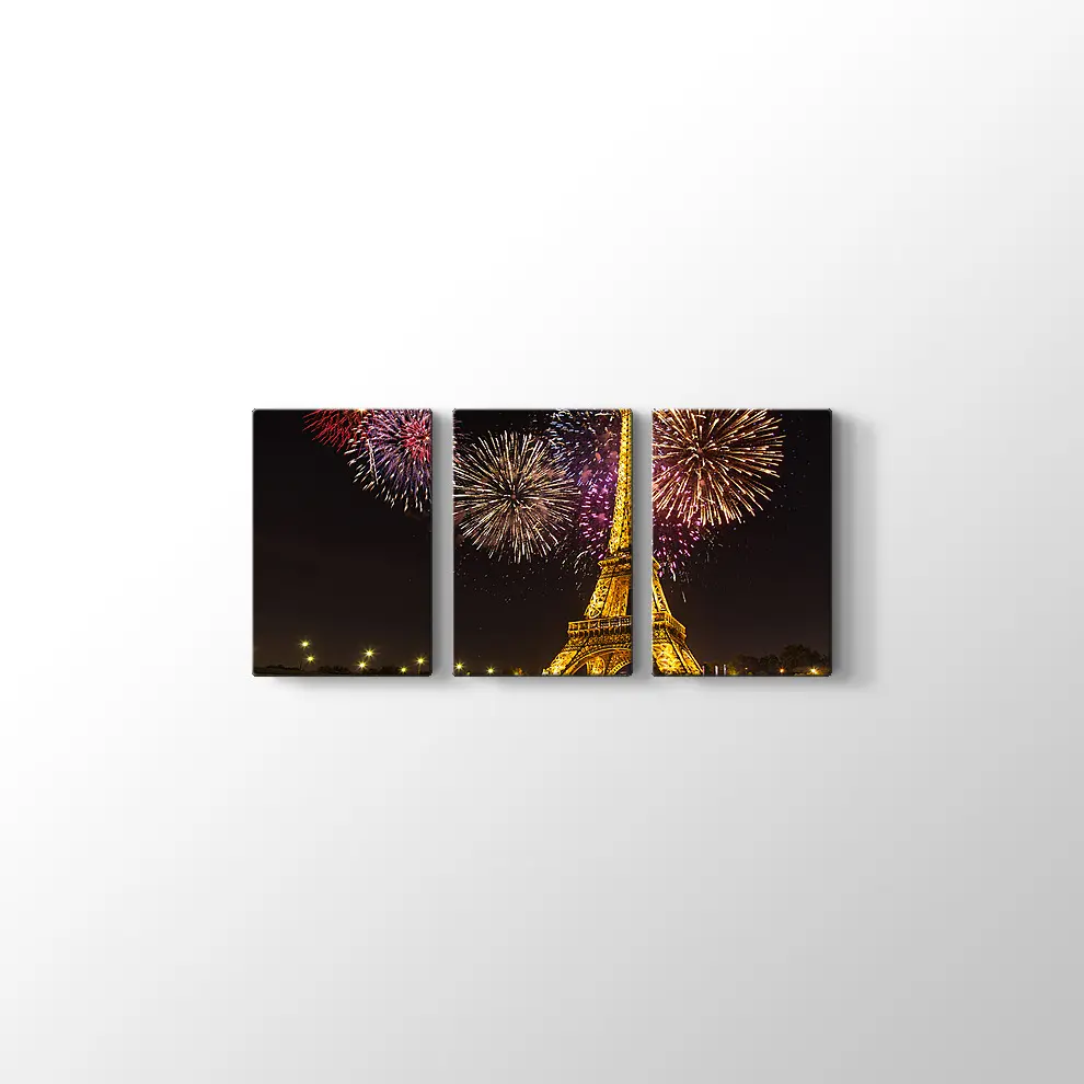 Eyfel Kulesi ve Havai Fişekler Kanvas Tablo