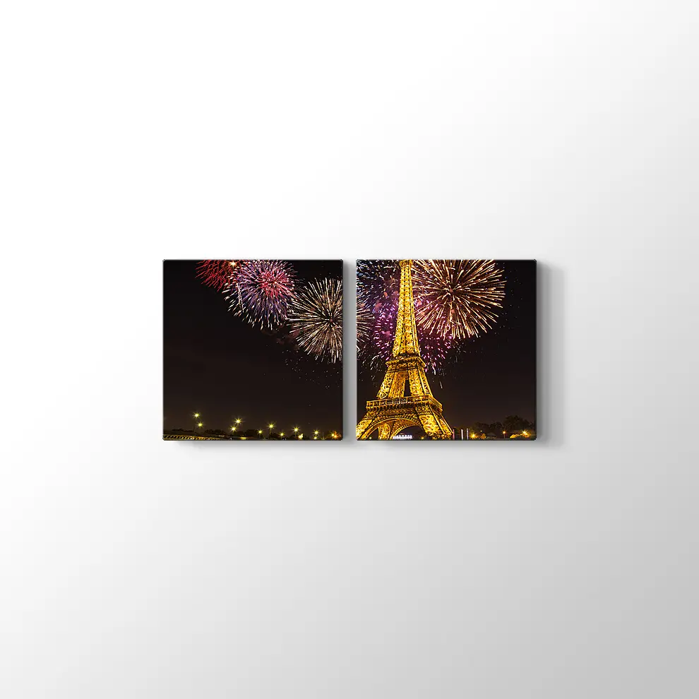 Eyfel Kulesi ve Havai Fişekler Kanvas Tablo
