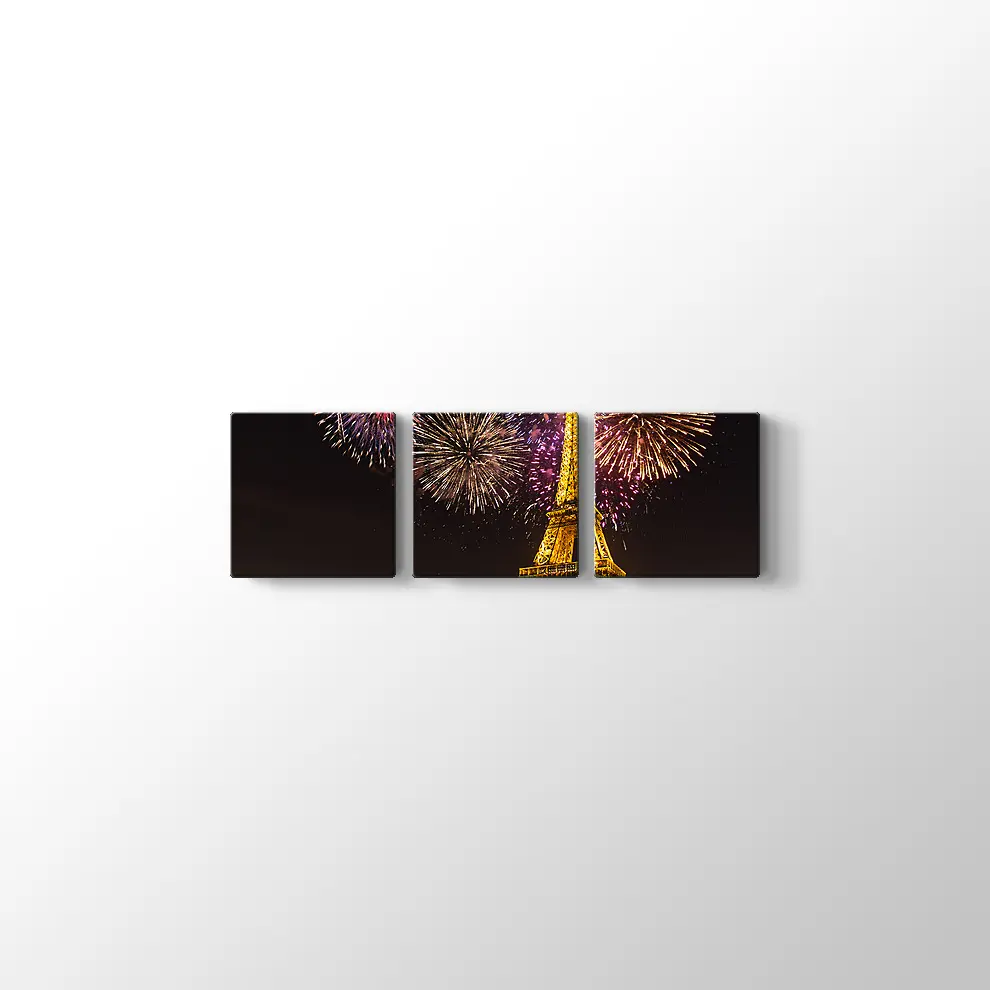 Eyfel Kulesi ve Havai Fişekler Kanvas Tablo