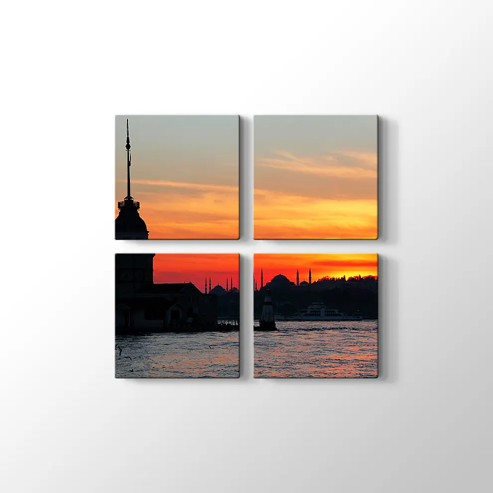 İstanbul ve Kız Kulesi Kanvas Tablo