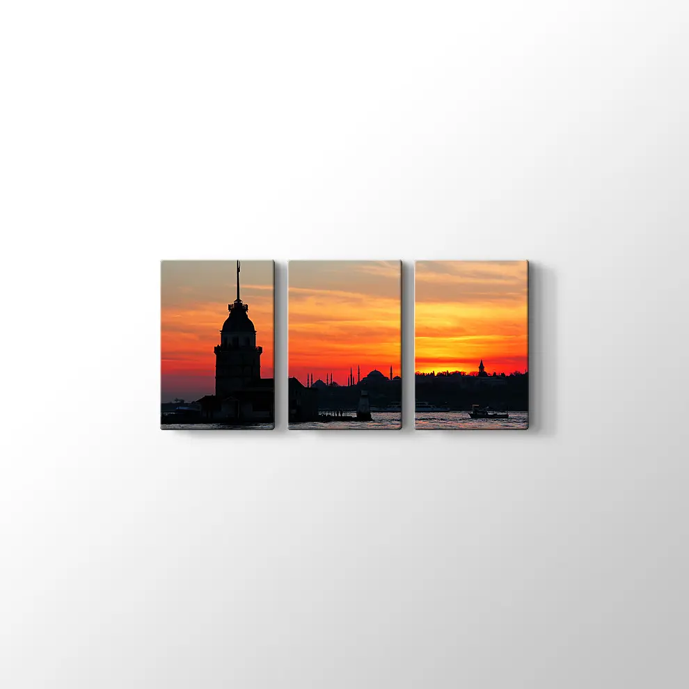 İstanbul ve Kız Kulesi Kanvas Tablo