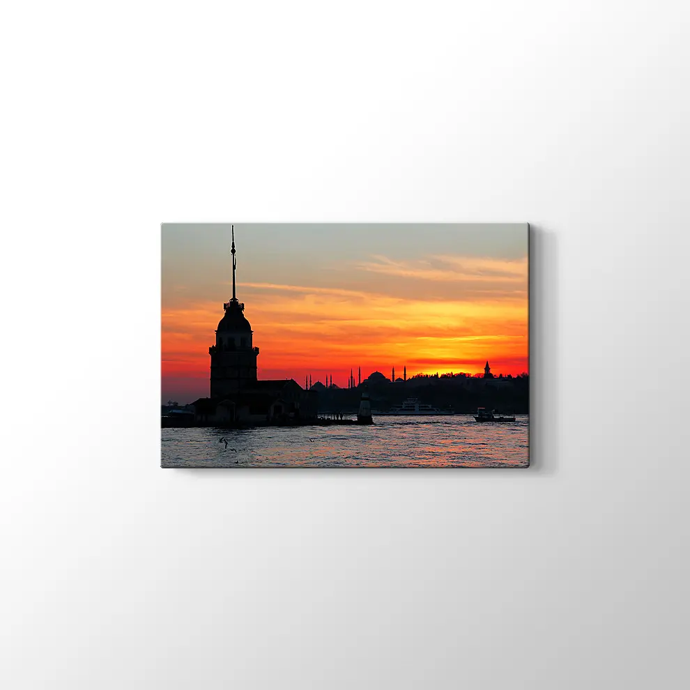 İstanbul ve Kız Kulesi Kanvas Tablo