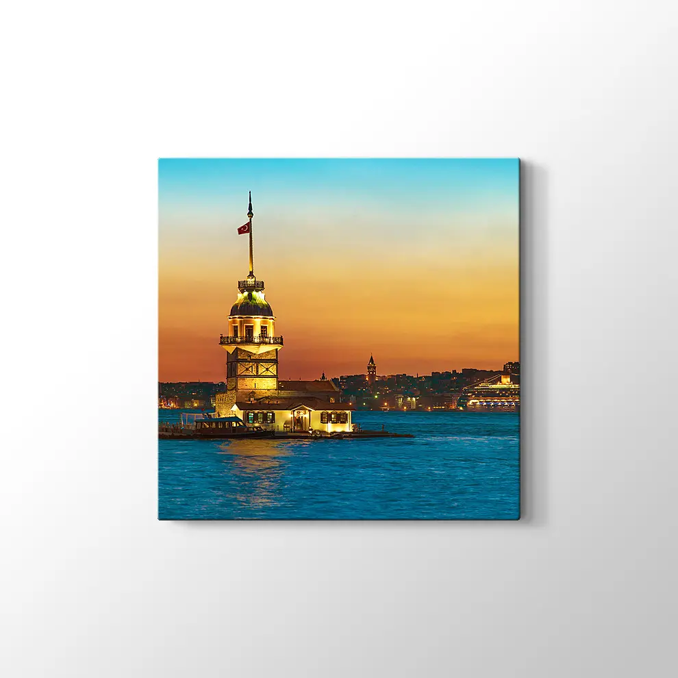 Kızkulesi Gece Manzarası Kanvas Tablo