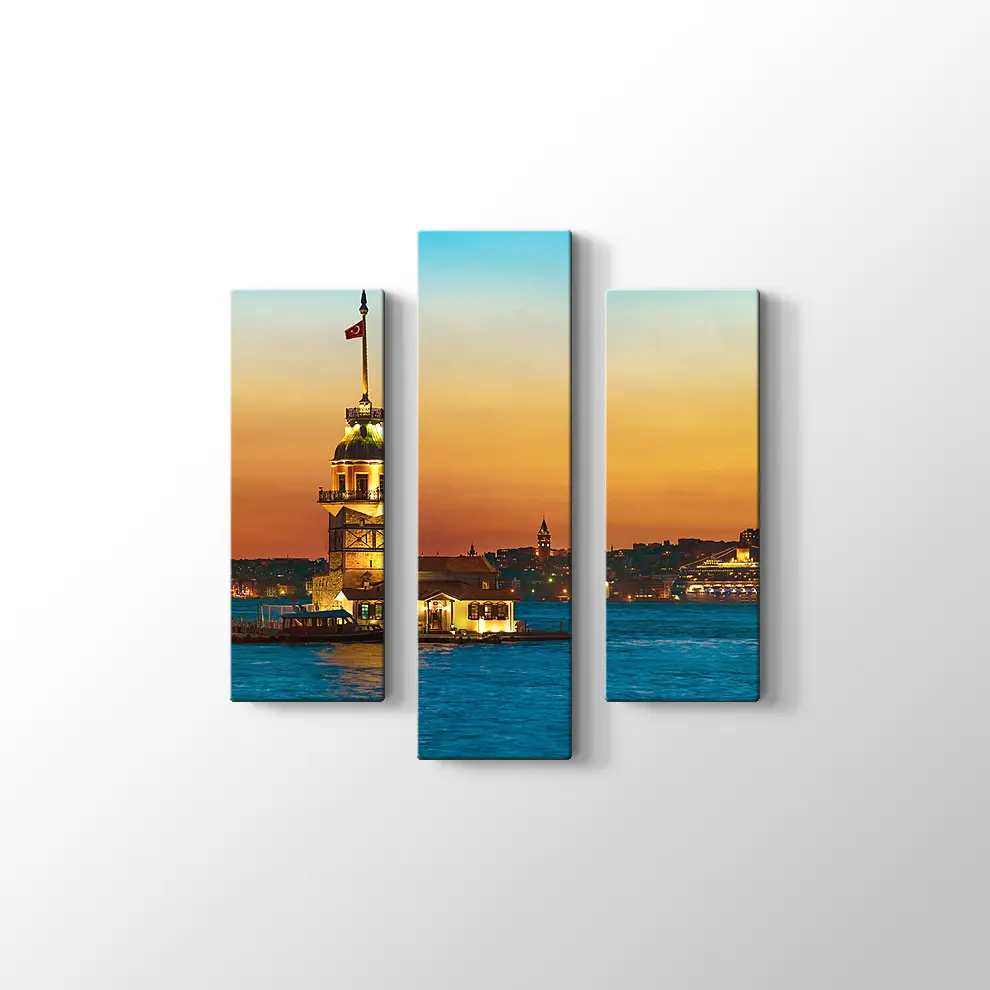 Kızkulesi Gece Manzarası Kanvas Tablo