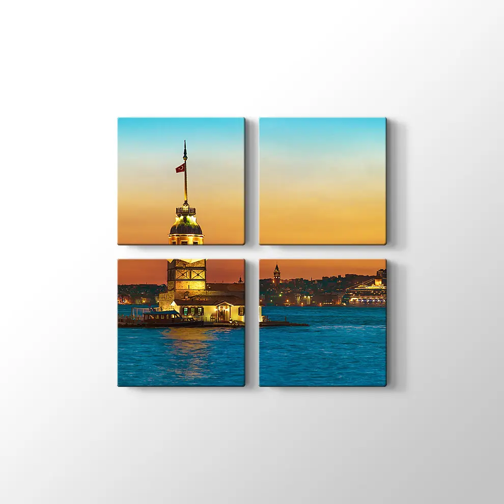 Kızkulesi Gece Manzarası Kanvas Tablo