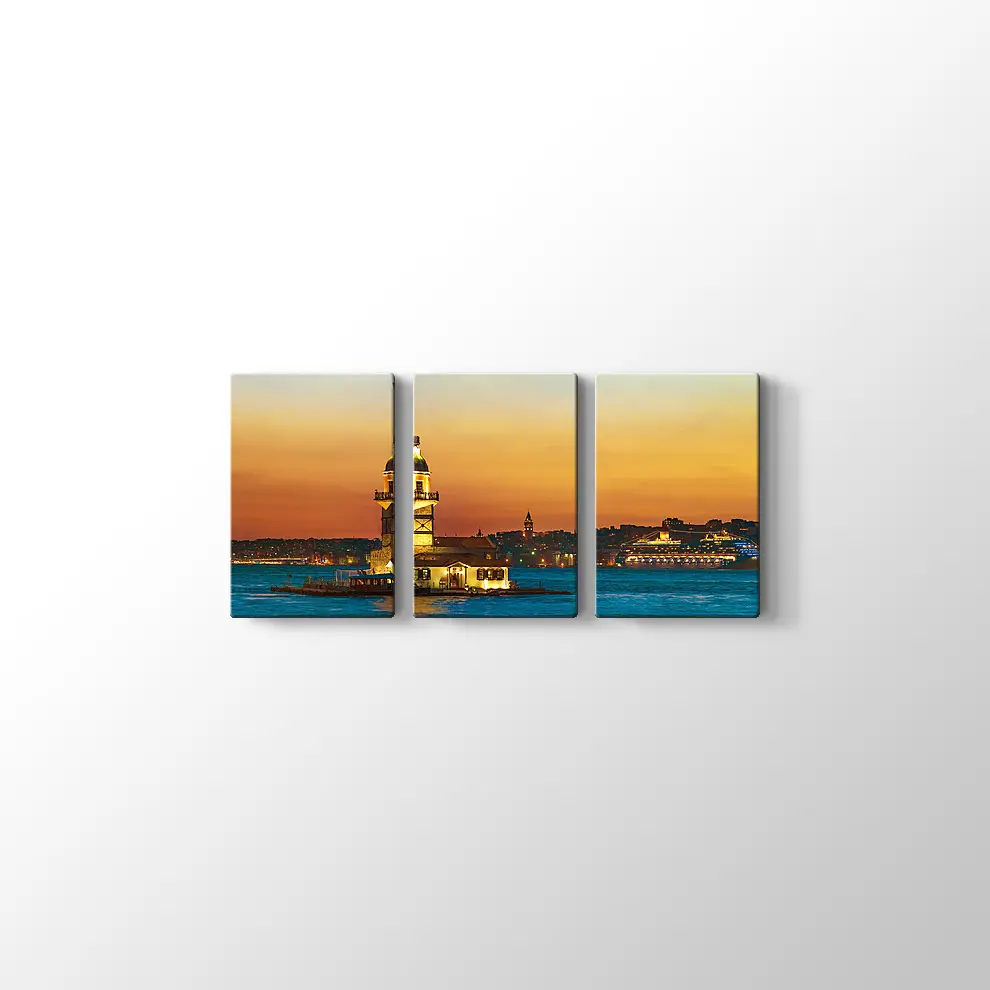 Kızkulesi Gece Manzarası Kanvas Tablo