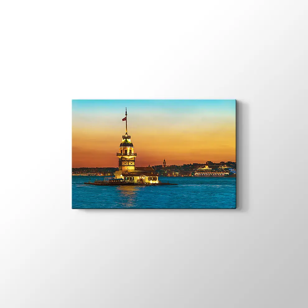 Kızkulesi Gece Manzarası Kanvas Tablo