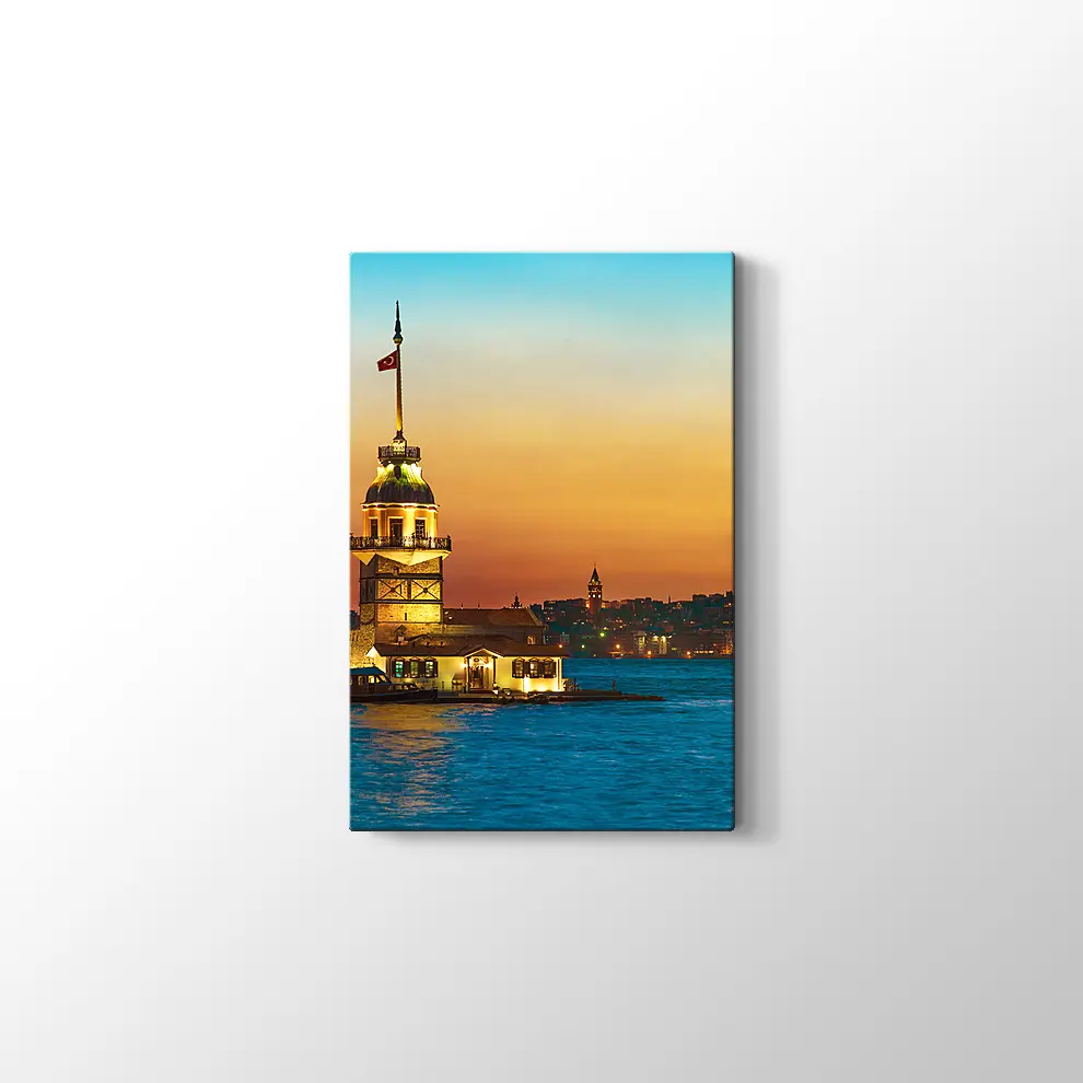 Kızkulesi Gece Manzarası Kanvas Tablo