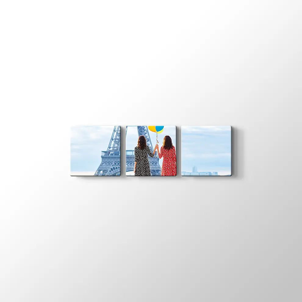 Paris Eyfel Kulesi ve Balon Tutan Kızlar Kanvas Tablo