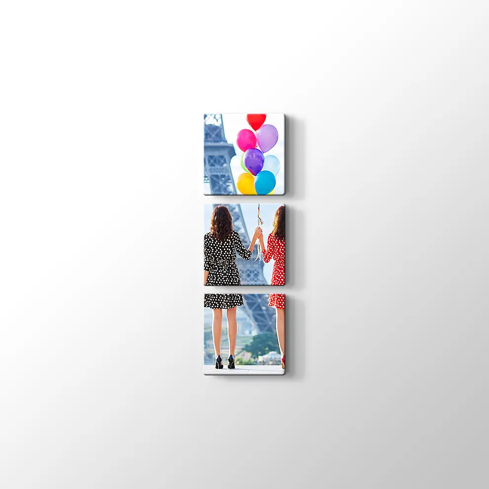 Paris Eyfel Kulesi ve Balon Tutan Kızlar Kanvas Tablo