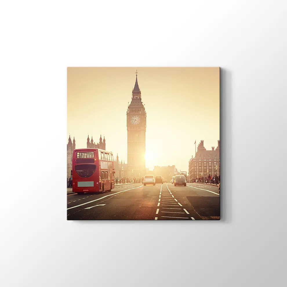 Saat Kulesi ve Şehir Kanvas Tablo