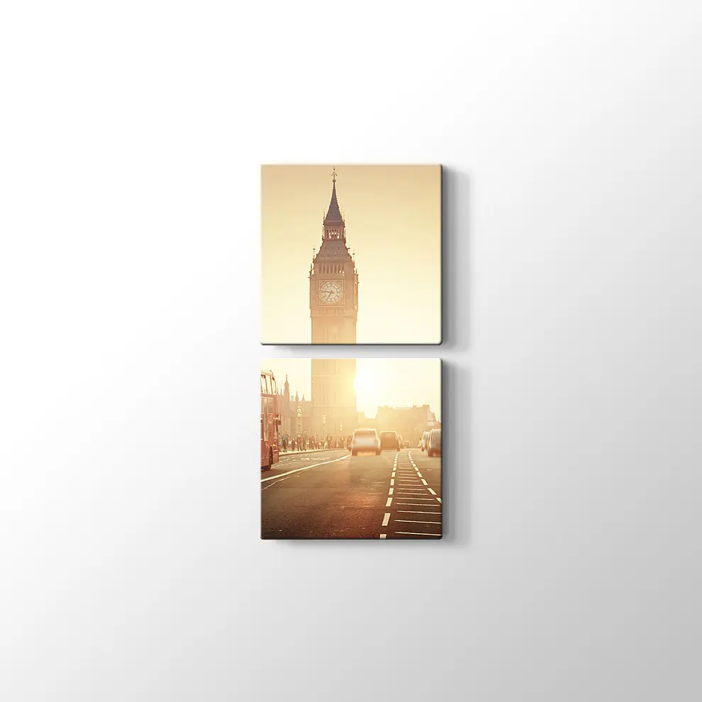 Saat Kulesi ve Şehir Kanvas Tablo