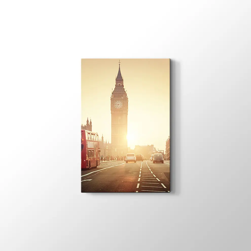 Saat Kulesi ve Şehir Kanvas Tablo