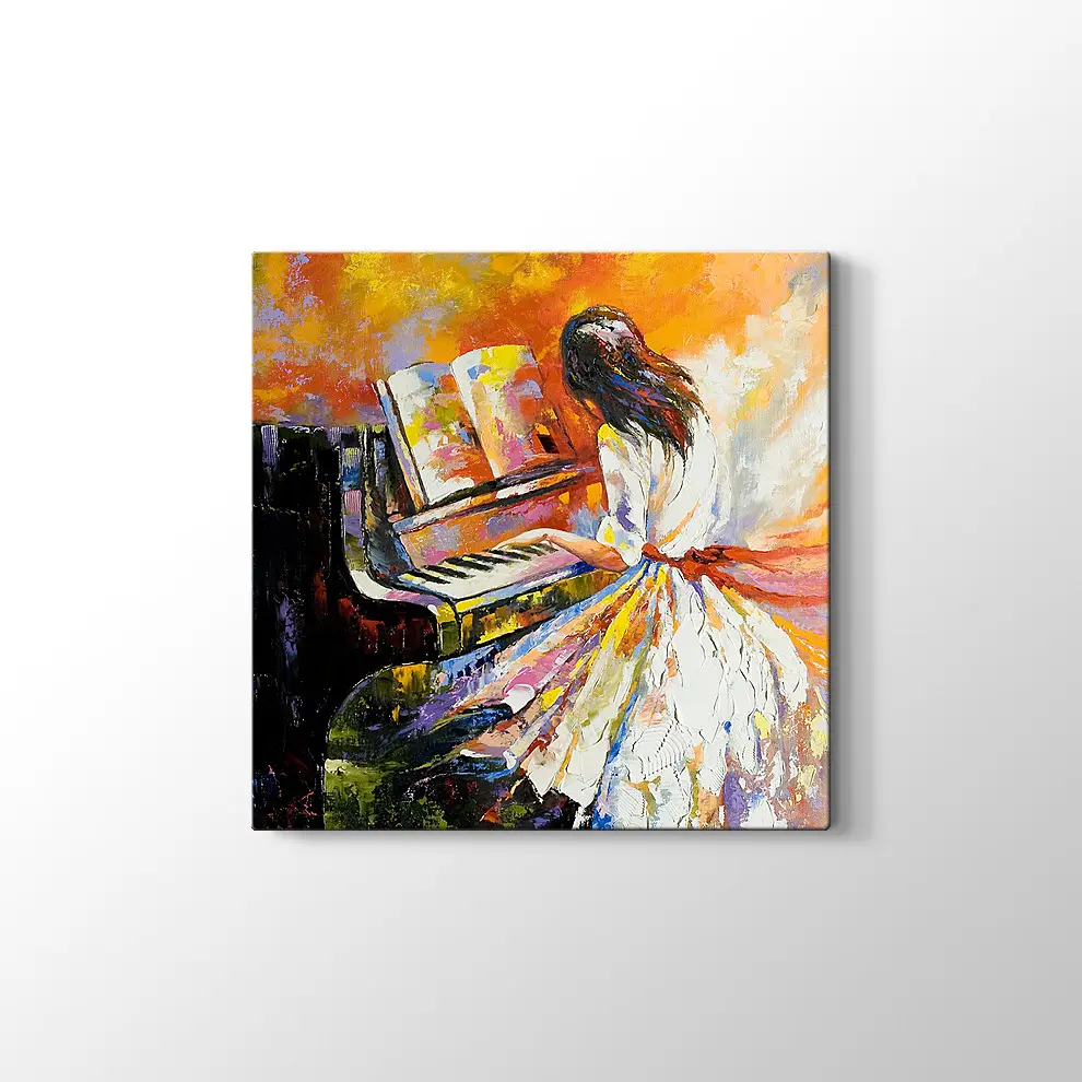 Piyano Çalan Kız Kanvas Tablo