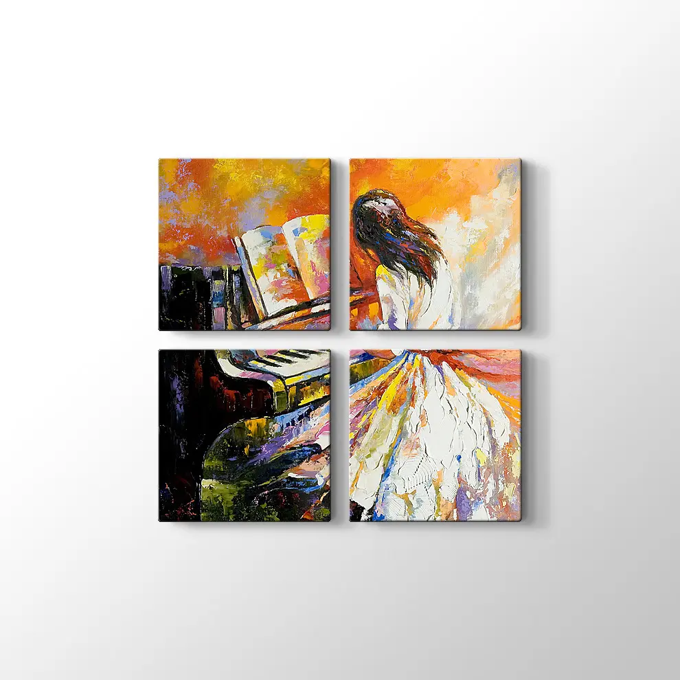 Piyano Çalan Kız Kanvas Tablo