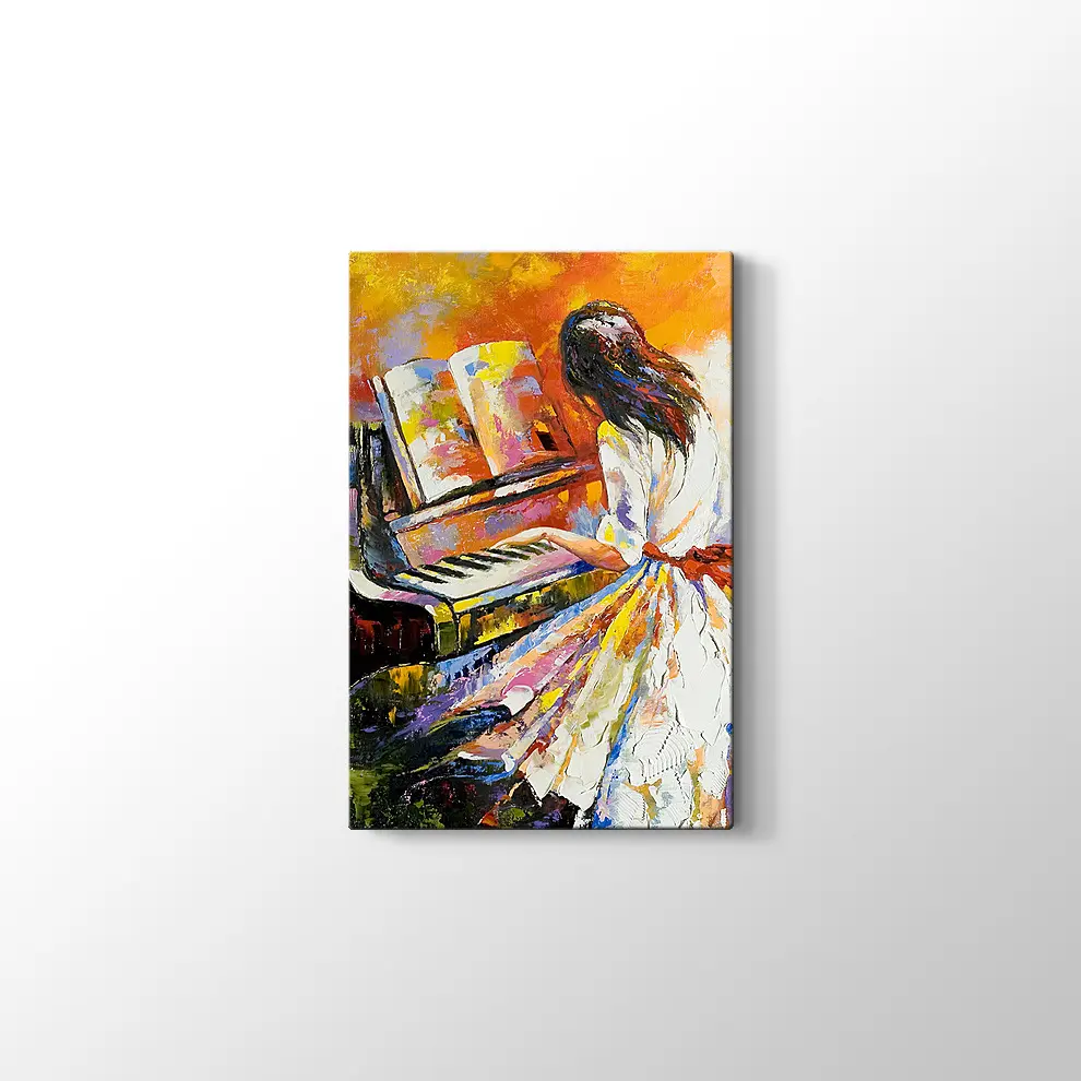 Piyano Çalan Kız Kanvas Tablo